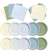 CMUSKO Boy Baby Shower Decorations - 60pcs Dusty Blue Sage Green Plates and Napkins Set Welcome B...