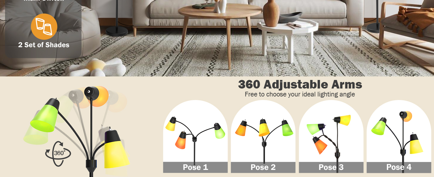 3 head floor lamp for living room