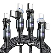 AUFU 240W USB C to USB C Cable 6ft(2 Pack), USBC to USBC Dual Head 180° Rotation/C to C Cable/Hig...