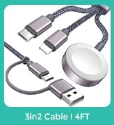 Travel Essentials,3 in 2 USB C Cable for Apple Watch Charger,iPhone Charger,Multi Charging Cable,...