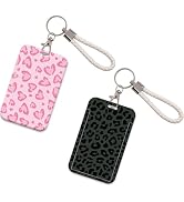 2 Pcs Cute Leopard ID Badge Holder Photocard Holder with Keychain, Cool ID Card Holder Key Chain,...