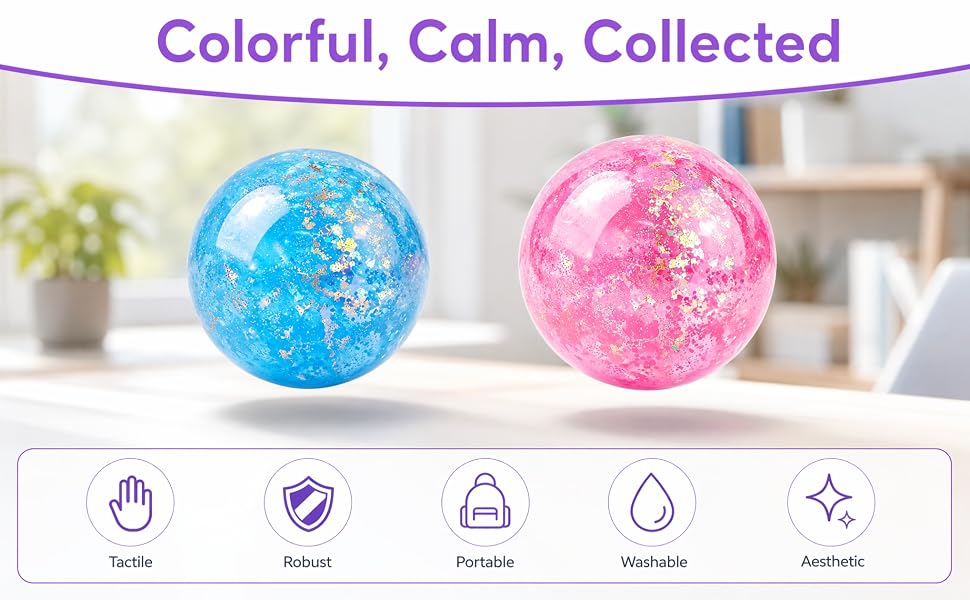 Squishy with Sparkle Glitter Stress Balls, Portable Relaxing Sensory for Adults, Easter Basket Gift