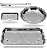 HORUDSY 4PC Magnetic Tray Set with Magnet Stick – Extra Strong Magnets, Stainless Steel Trays, an...