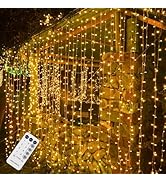 WATERGLIDE 300 LED Curtain Lights, Remote Control Christmas Decorative Hanging String Lights, 8 L...