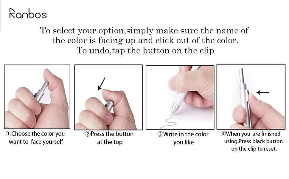 4 in1 Multi-Function Refillable &amp; Retractable Ballpoint Pen + 0.7mm Mechanical Pencil, Fine Point