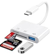 USB C SD Card Reader for iPhone 16/15 Pro Max/Plus, USB C to Micro SD Memory Card Adapter for iPa...