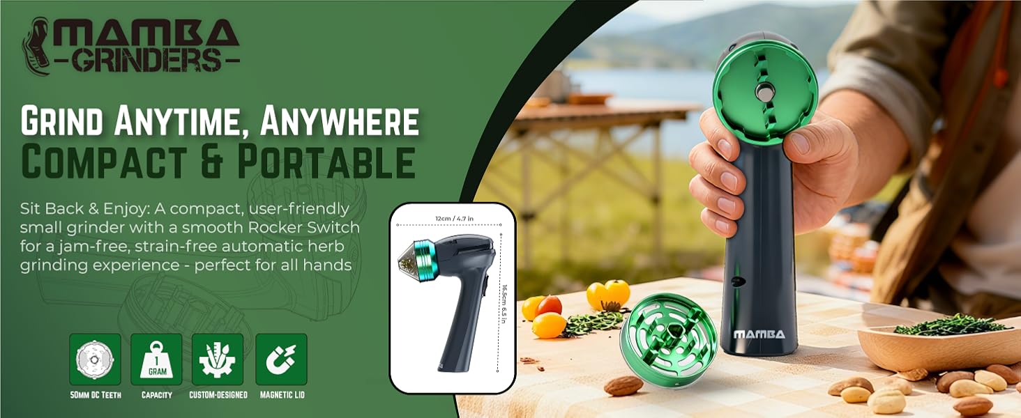 Mamba Original Gray USB Electric Herb Grinder. Small Portable Metal Herbal Grinder &amp;amp; Spice Mill