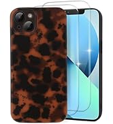 MYY Cute Phone Case for iPhone 13 Case, [with 2X Screen Protector] Tortoise Shell Pattern Leopard...