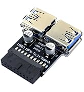 WLGQ USB 3.0 Dual Port Adapter – 19/20 PIN to Dual USB 3.0 Female Header for PC Motherboard Expan...