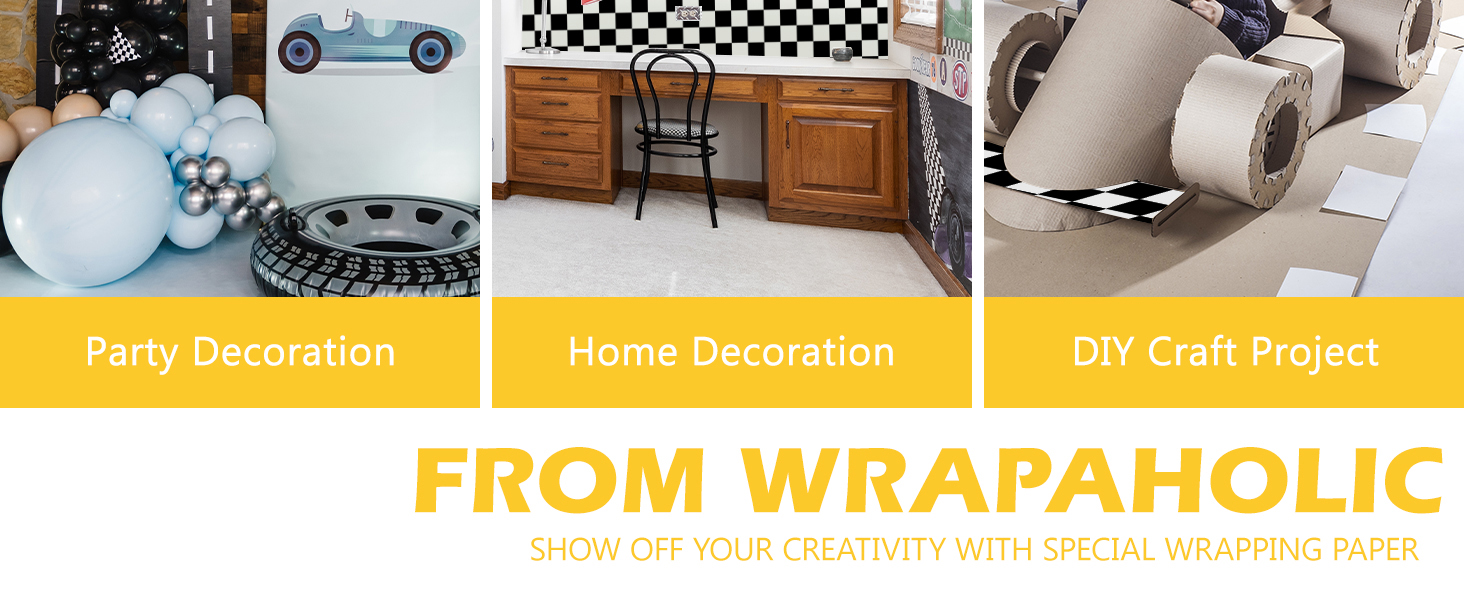 WRAPAHOLIC Checkered Flag Wrapping Paper 