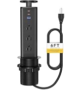 Kungfuking Pop Up Outlet for Countertop, Socket with 3 AC Outlets &amp; 2 PD 20W USB-C &amp; 1 USB-APorts...