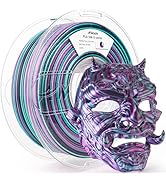 AMOLEN Silk PLA 3D Printer Filament, Shiny Multicolor Rainbow PLA Filament 1.75mm, Fast Color Cha...