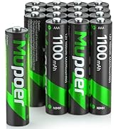 Rechargeable AAA Batteries 16 Pack,AAA Rechargeable Battery 1100mAh NiMH,1.2V Triple A Battery,So...