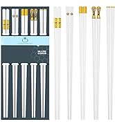 5 Pairs Chopsticks Reusable Fiberglass Dishwasher Safe, 9.57 inch/24.3cm Matte Non-Slip Family/ H...