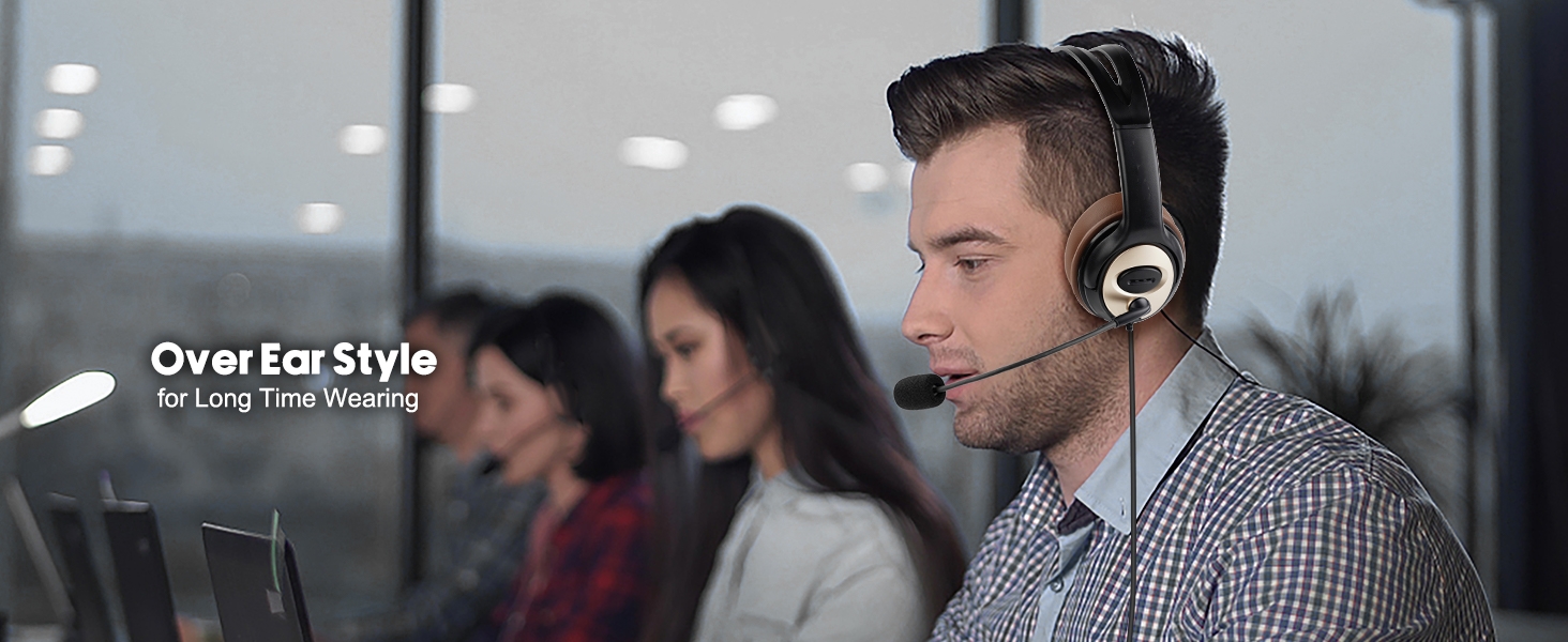 Over Ear USB Headset,Comfortable USB headphones with Microphone