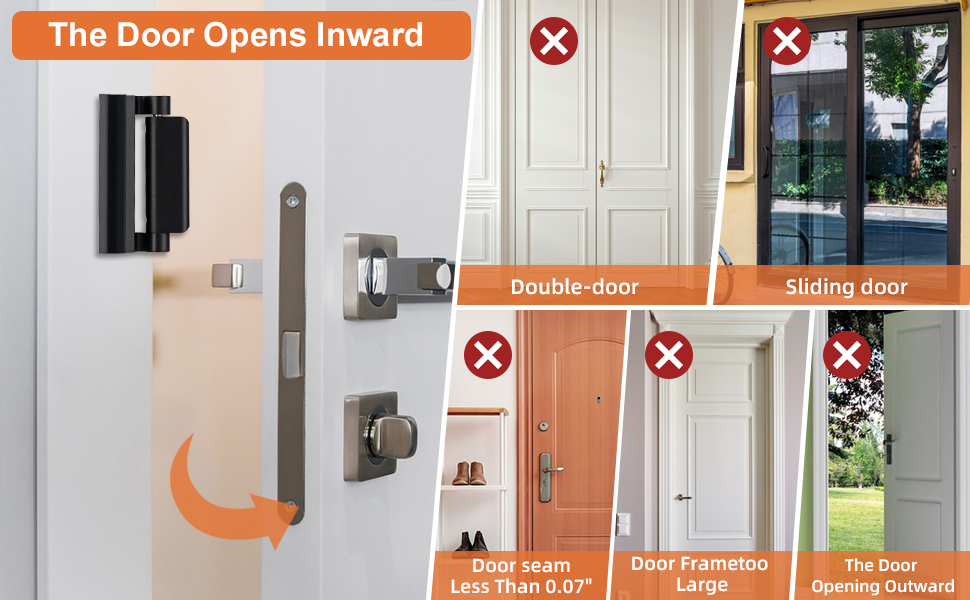 Home Security Door Reinforcement Lock Childproof, Add High Security to Home PreventUnauthorizedEntry