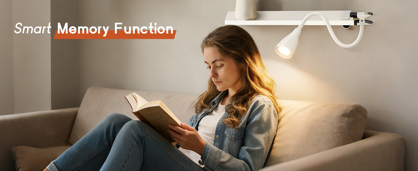 Clip on Light Reading Light for Bed Headboard LED Desk Lamp with Clamp for Bedside Bedroom Table