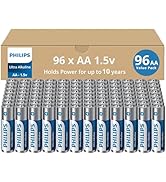 PHILIPS AA Batteries 96 Pack | 1.5v Ultra Alkaline Double A Battery | 132% More Power Then Indust...