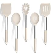 TeamFar Cooking Utensils Set, 5 PCS Silicone Kitchen Utensils with Stainless Steel Handle for Non...