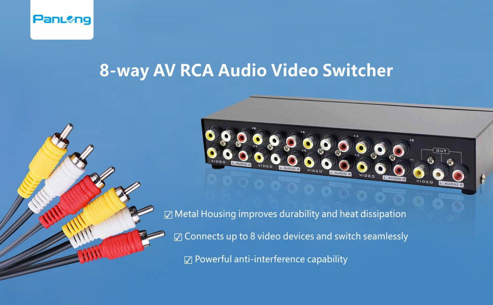 8 port AV RCA Aduio Video Switcher