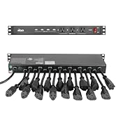 Tecmojo 1U Rack Mount 19 Outlet PDU Power Distribution Unit Power Strip Circuit Breaker fits 19-i...