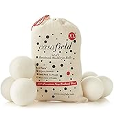 Casafield Wool Dryer Balls Set of 6, Extra Large Organic Handmade 100% New Zealand Wool, Natural ...