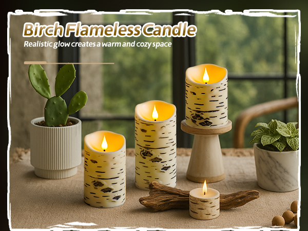 birch flameless candles