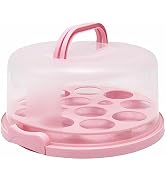 Jninexiu 10 Inch Cake Carrier with Lid and Handle, Cupcake Carrier Cupcake Holder Portable Round ...