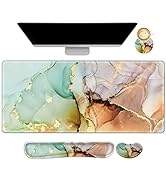 ArtSo Large Gaming Mouse Pad, Keyboard Wrist Rest Pad &amp; Wrist Support Mousepad Set, Stitched Edge...