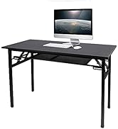 Need Folding Computer Desk with Storage Shelf, 47 inches Home Office Desk Folding Table Computer ...