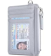 Teskyer Slim Minimalist Wallet, RFID Blocking Credit Card Holder Leather Wallet with Zipper Pocke...