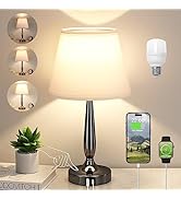 Kakanuo Touch Bedside Lamp for Bedroom with USB C Port, Small Touch Table Lamp with 2 USB Chargin...