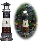 DOITOOL Solar Rotating Lighthouse Outdoor Lantern Garden Decor Resin Street Light - Black