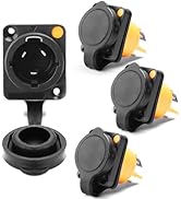Kakabubble PowerCon True Waterproof Locking Connectors - 4 Pack, 3 Pin AC Male Panel Mount Head, ...