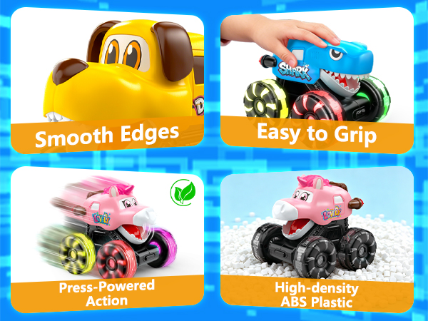 Monster Truck Toys for Kids Toddler, Press &amp;amp; Go Light Up Wheels Car Toys Chomping Mouth Truck Toy