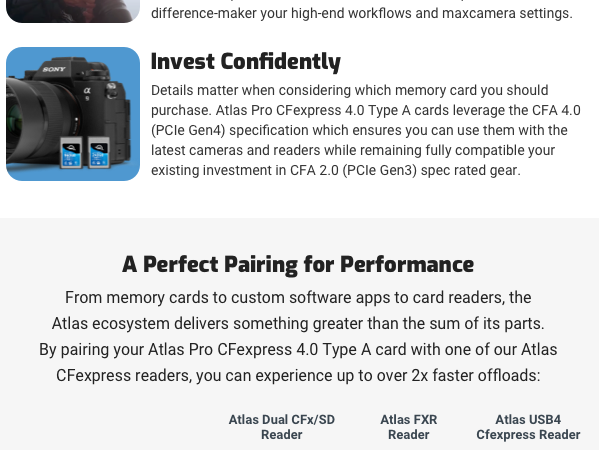 CFexpress 4.0 Type A Memory Card atlas digital camera card HIGH SPEED DURABLE