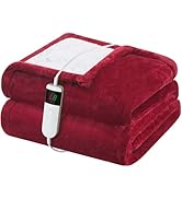 DANENOSA Electric Heated Blanket Twin Size 62''x84'' Soft Flannel &amp; Sherpa Electric Blanket with ...