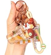 YOU WIZV Kawaii Bear Boba Keychain - Cute Liquid Water Charm for Backpacks, Adorable Gift for Wom...