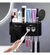 Bathroom Toothbrush Holder Set,Wall Mounted Toothbrush Holder Toothpaste Dispenser,Electric Tooth...