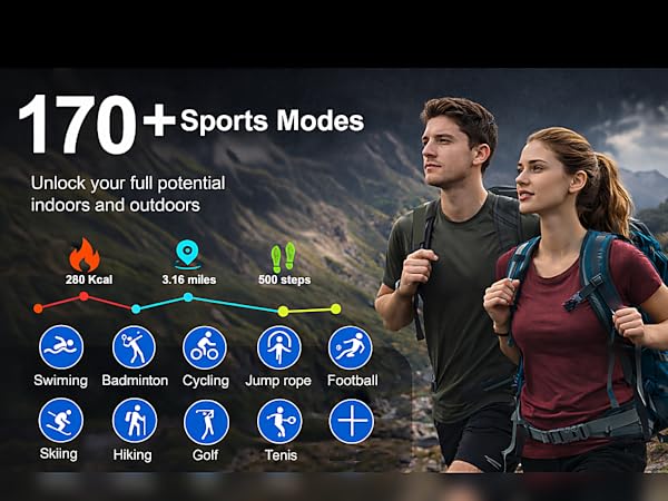 Hikers using sports modes outdoors