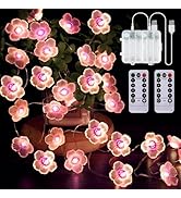 OMIKA Battery Operated String Lights Indoor, 2 Pack 16.5ft 50LED Cherry Blossom Bedroom Lights, W...