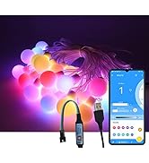 WS2812B 14.7ft Dream Color LED Round Ball String Lights - RGBIC Addressable Individually LED Stri...