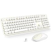 Atelus Wireless Keyboard and Mouse, Retro Full Size Typewriter Keyboard and 3 Adjustable DPI Mous...