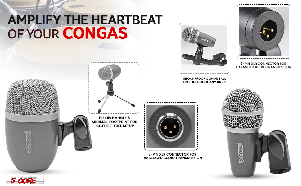 Conga Tom Snare Microphone Set Instrument Mic
