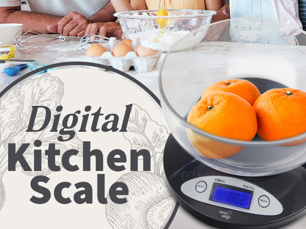 Smart Weigh Digital Kitchen Scale weighing oranges