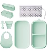 Travel Silicone Baby Feeding Set Portable Toddler Feeding Supplies Toddler Plates and Bowls Set B...