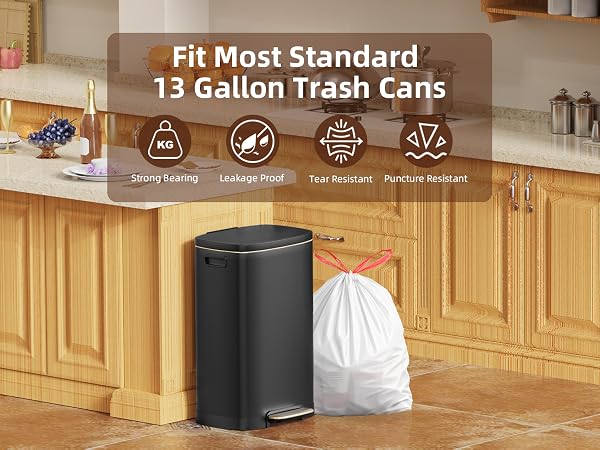 13 Gallon Drawstring Trash Bags