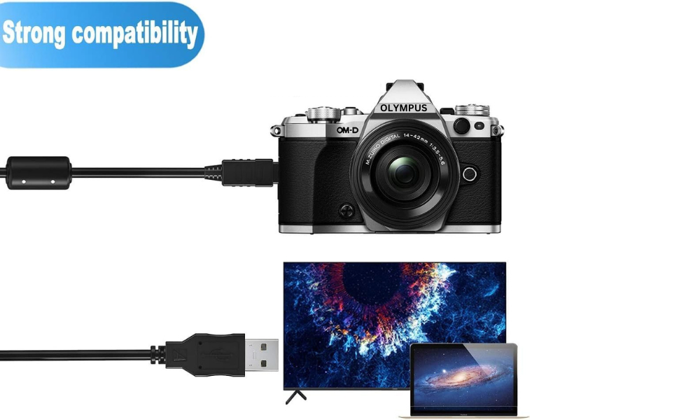 Replacement USB Cable for Olympus Camera FE-25 FE-26 FE-240 FE-250 FE-280 FE-290 FE-300 PSU