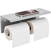 FORIOUS Double Toilet Paper Holder with Shelf, 304 Stainless Steel Wall Mount Tissue Roll Holder ...