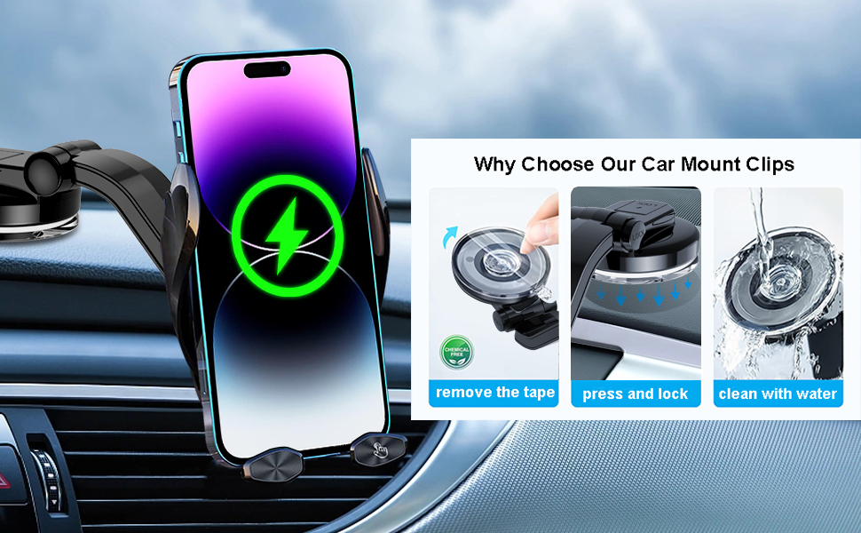 Wireless Car Charger Auto Clamping Car Mount